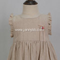 summer fashion casual solid linen dress for girls